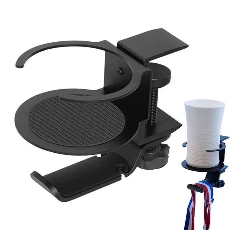 

Cup Holder Clip On Table Home Office Drink Coffee Water Cup Holder Mug Rack Desk Table Stand Storage Rack With Headphone Holder