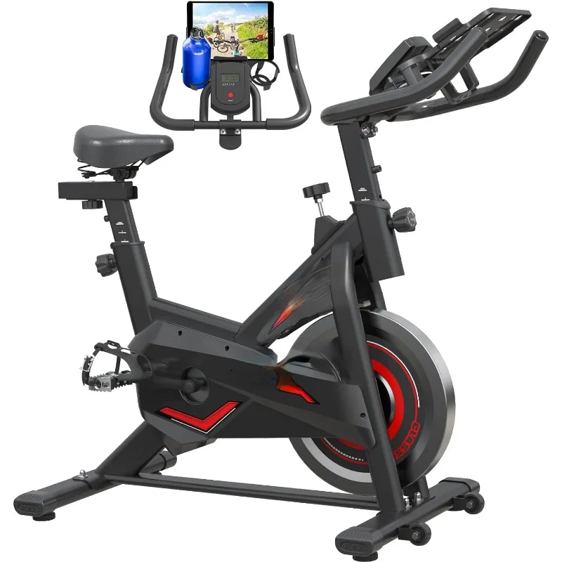 Exercise Bike for Home Indoor Cycling Bike for Home Cardio Gym,Workout Bike with pad Mount & LCD Monitor,Silent Belt Drive