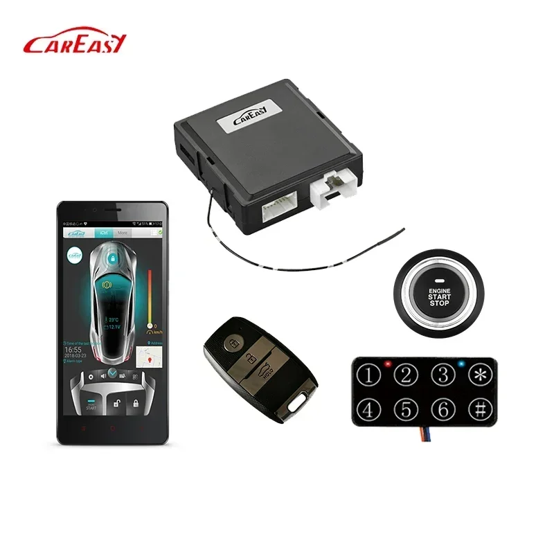 

GPS/GSM car alarm Smart key PKE push button engine start stop system with alarm triggers by shock sensor/doors/trunk/ignition