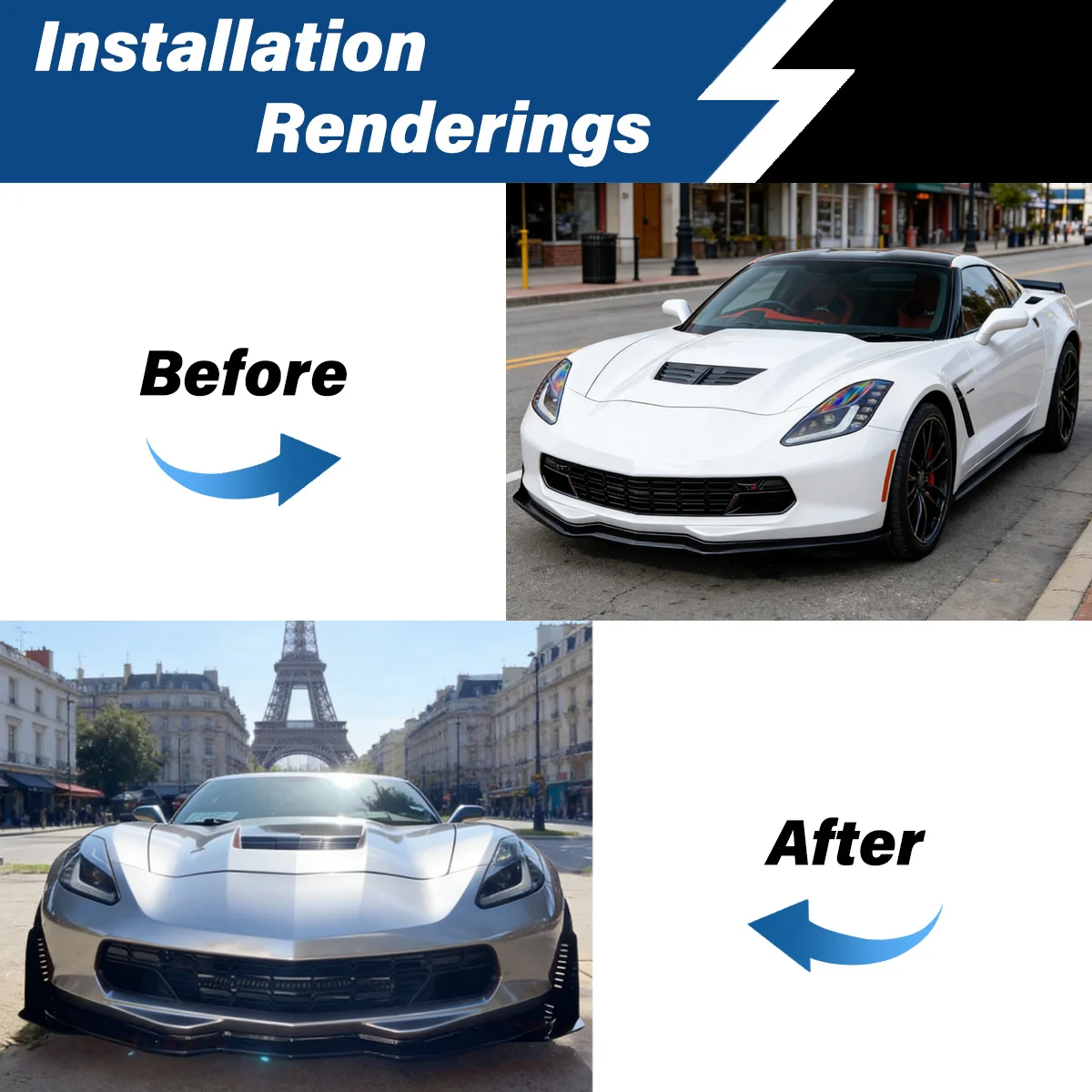 For Chevrolet Corvette C7 ZR1 2014 2015 2016 2017 2018 2019 Front Bumper Lip Chin Spoiler Sports Splitter Trim Car Accessories