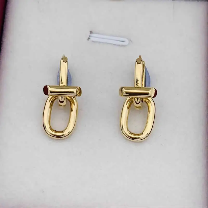 

New 18K Yellow Gold Earrings Women AU750 Gold Geometry Hoop Earrings