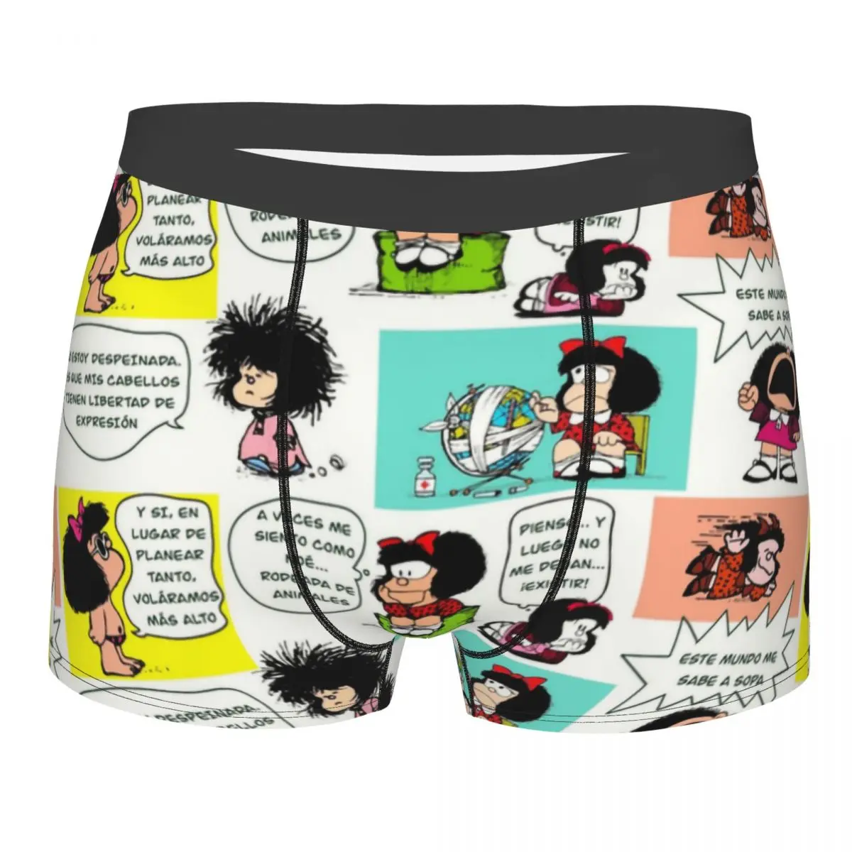

Мужские трусы-боксеры Custom Mafalda из эластичной ткани с аргентинскими мультяшными персонажами от Quino Comics