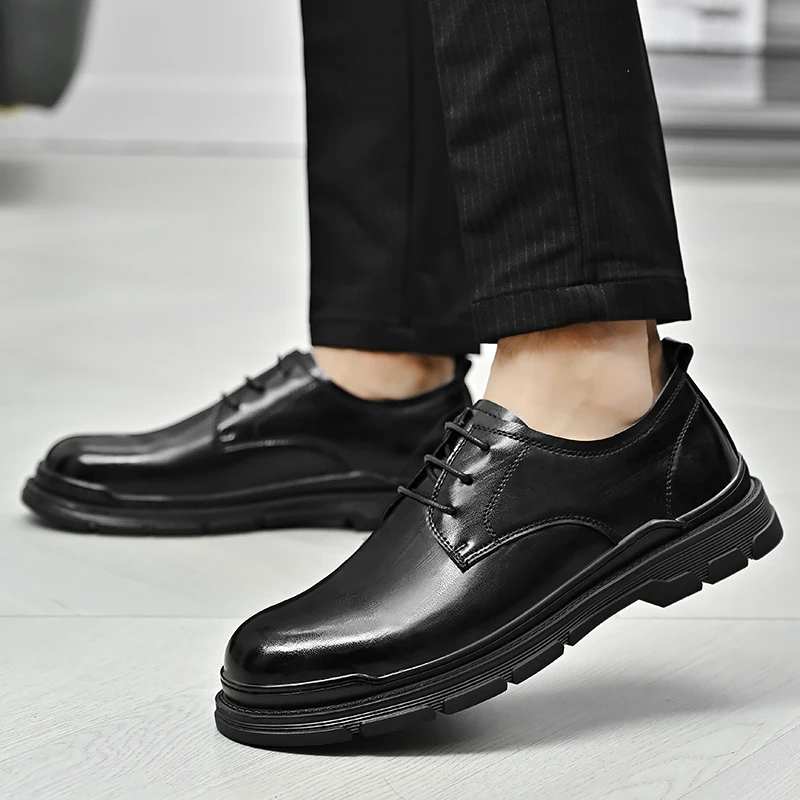 Chaussures en cuir décontractées basses pour hommes, chaussures d'affaires assorties, tendance de la mode