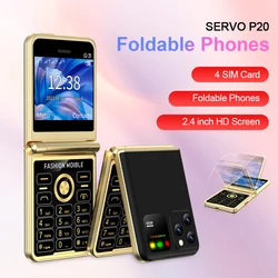 Teléfono Móvil plegable con tapa y tarjeta SIM, celular con Dial de velocidad GSM, Bluetooth, pantalla de 2,4 pulgadas, linterna LED de Voz Mágica, desbloqueado, SERVO P20 4