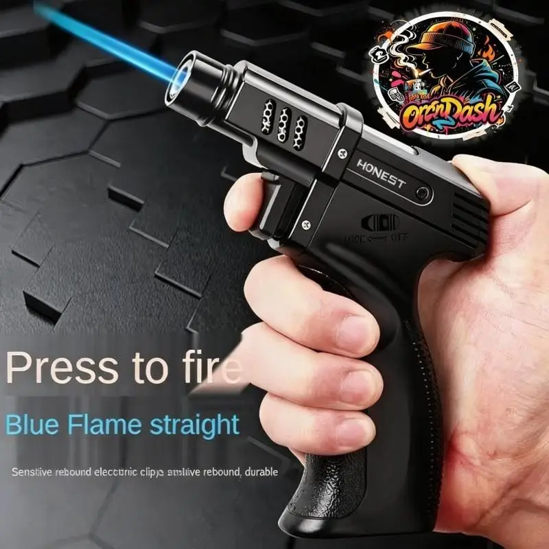 Multi-scene Kitchen & Outdoor Gadget For Men, Windproof Big Jet Flame Torch Lighter, Fixed Fire Design For Camping BBQ Cigar Lig