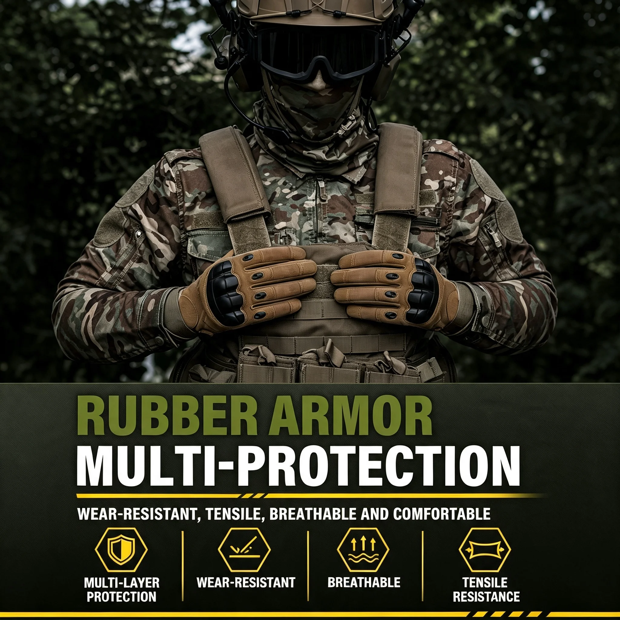 Tactical Full Finger Gloves Touch‑Screen Impact Protection Men Gloves Motorcycle Outdoor Climbing Gloves