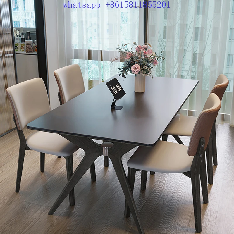 

Nordic Black dining table Rectangular minimalist luxury dining table tables à manger muebles de cocina ダイニングテーブル