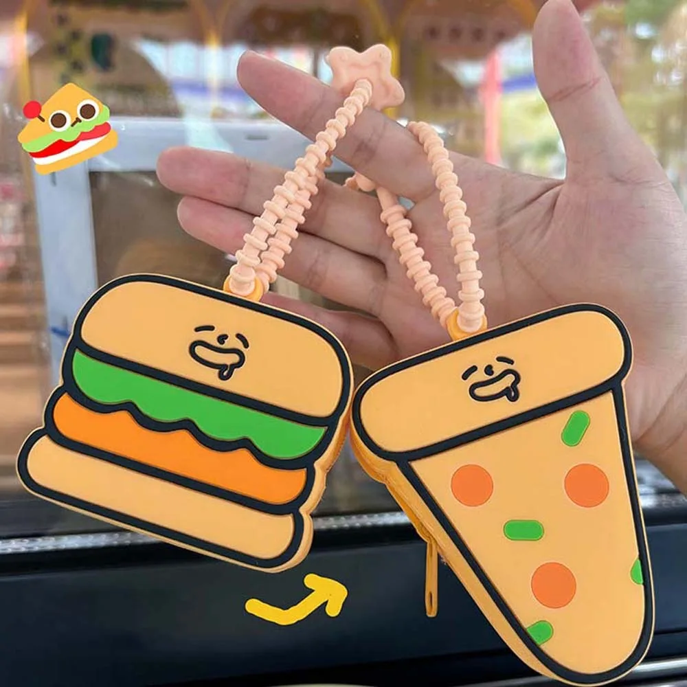 

Pocket Bag Portable Hamburger Coin Purse Key Ring Hot Dog Green Frog Storage Bag Pendant Mini Cartoon Silicone Wallet Men