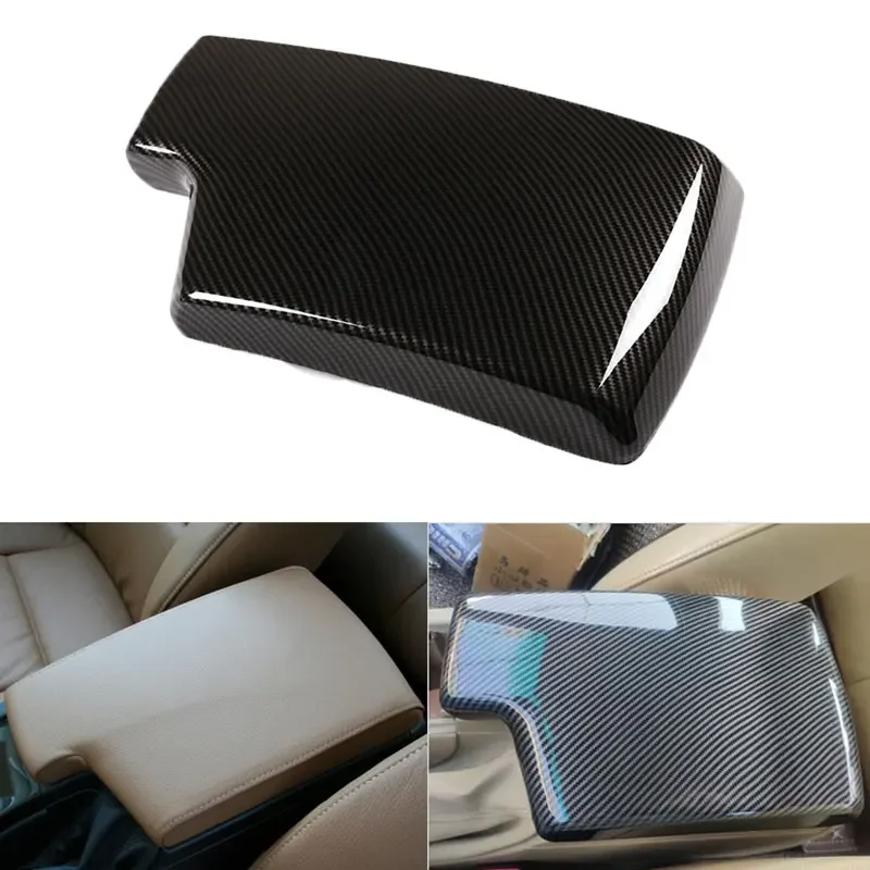 Car Carbon Fiber Texture Center Console Armrest Box Pad Protection Cover For BMW 3 Series E90 2005 2006 2007 2008 2009 - 2012