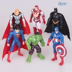 6pcs/set Marvel Avengers Characters Hulk Iron Man Captain America Thor Action Figures PVC Model Toy Hobby Boys Birthday Gift