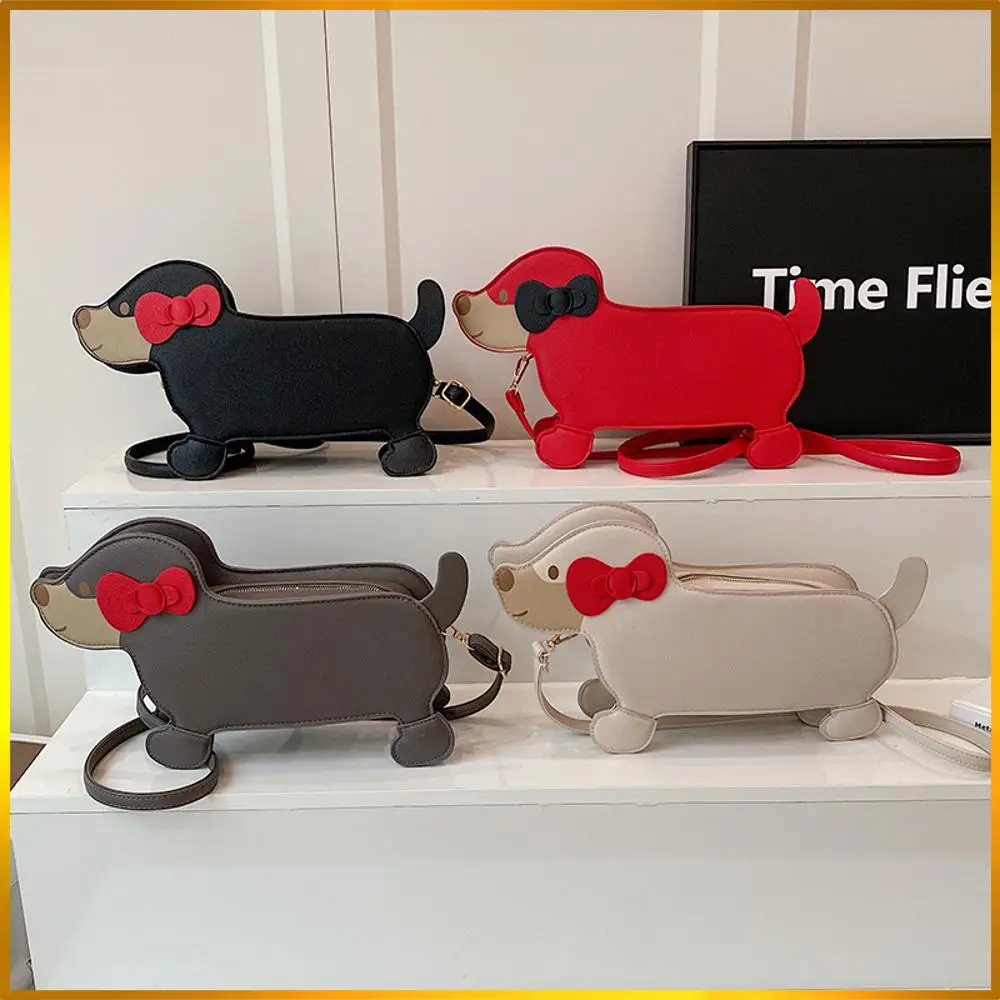 

Women Cartoon Dog Crossbody Bag PU Leather Kawaii Dachshund Handbag Adjustable Strap Cute Dog Satchel Bag Girls Shopping Bag