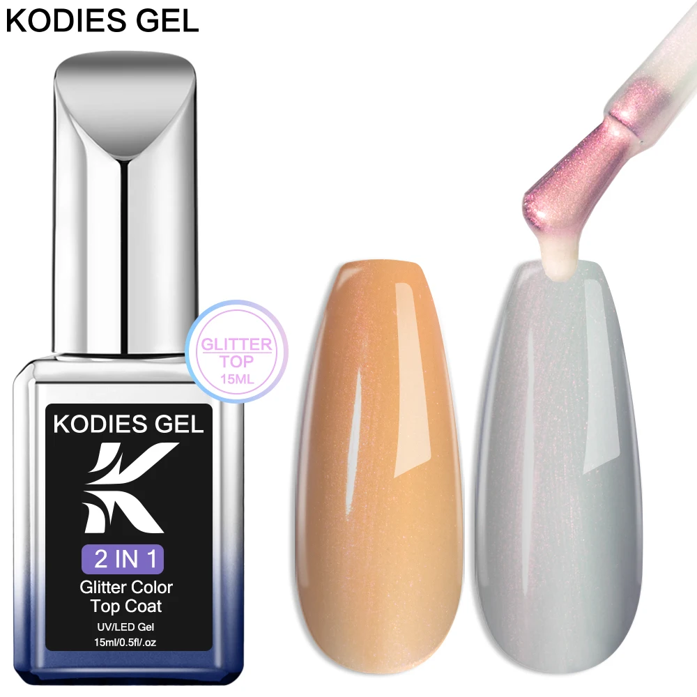 KODIES GEL New Chrome Pink Top Coat UV Gel Nail Polish Shell Pearl Gel Finish Sealer No Wipe Enamel for Manicure Nail Art Studio