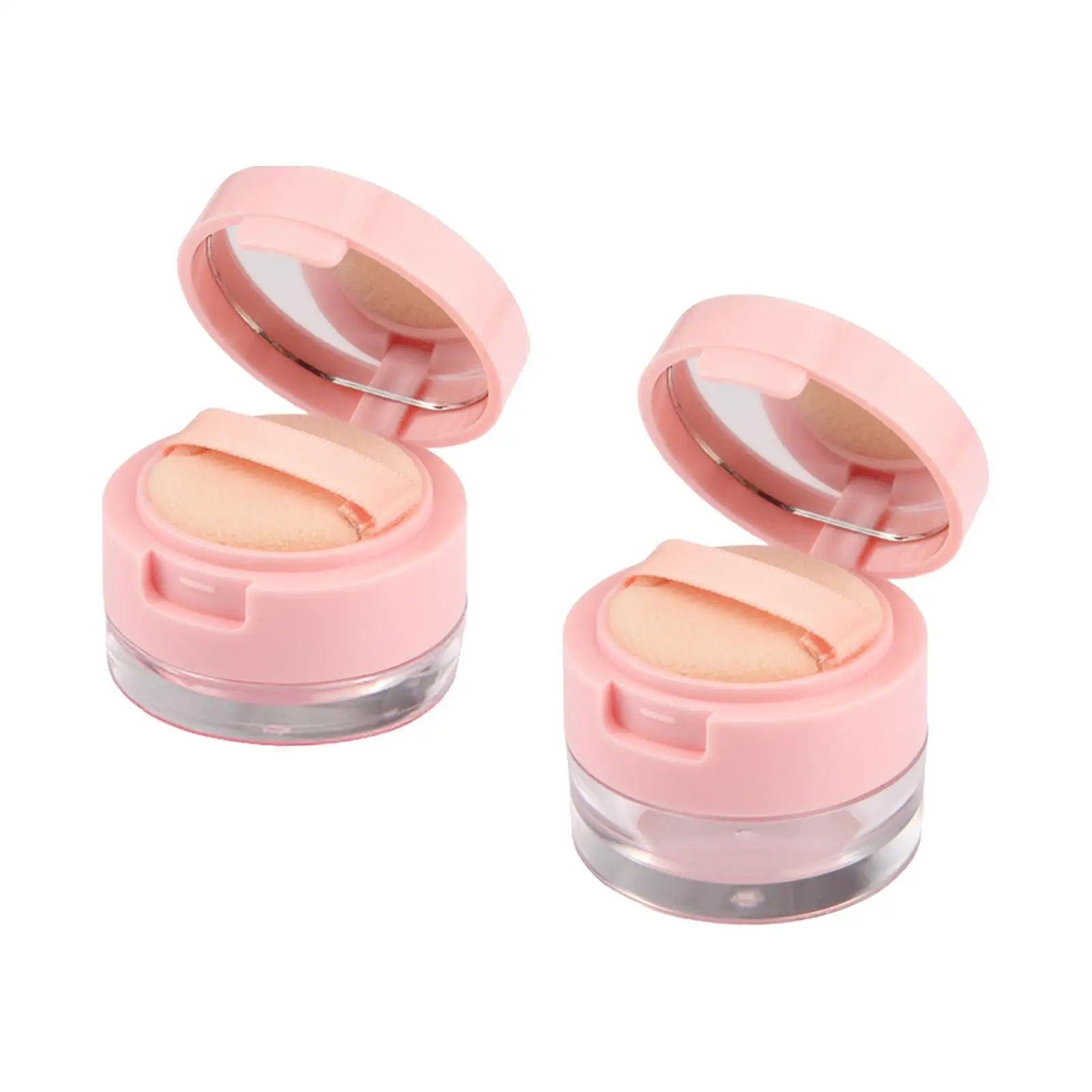 DIY Empty Makeup Powder Holder Portable Loose Powder Container with Puff and Mirror for Travel and Gift