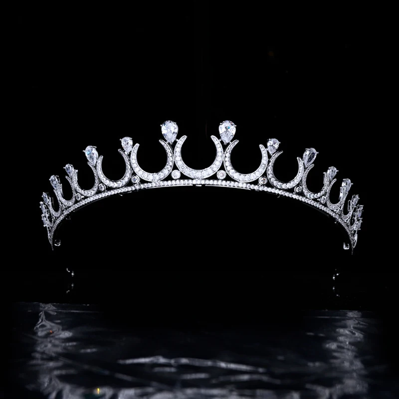 Himstory Elegance Retro Photo Shoot Wedding Bridal Hair Crown Bride Zircon Cubic Tiaras Head Accessories