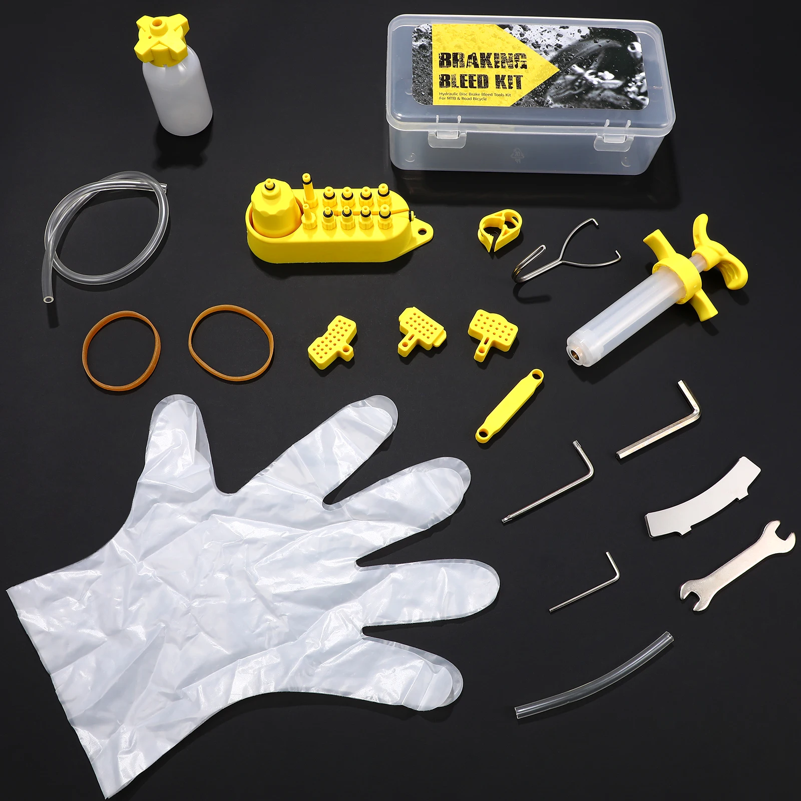 

Hydraulic Disc Brake Oil Filling Tool Kit Bike Bleed Tools for Mountain Bicycle with Brass Head Wrench Compatible Mineral Oil