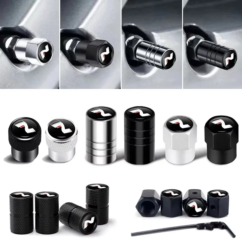 4Pcs Car Wheel Tire Valve Caps Air Stem Covers For N Line Sonata Tucson Azera Elantra Veloster Kona Santa Accessories