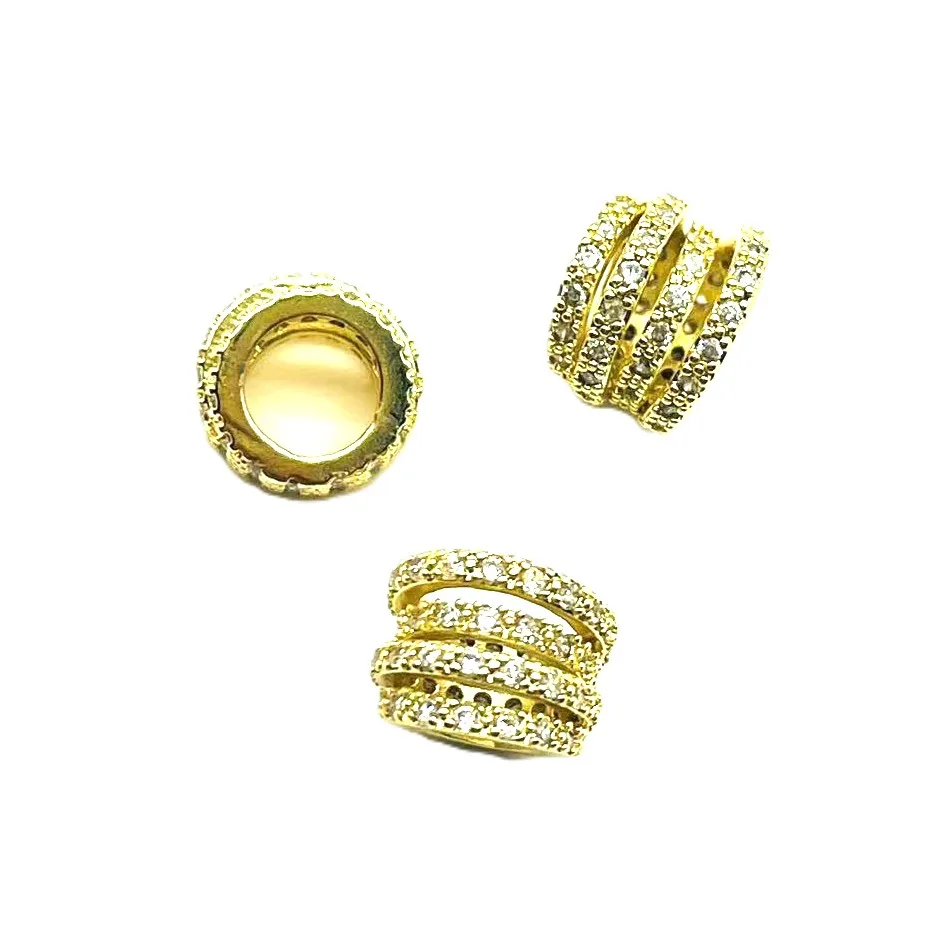 5Pcs/Lot CZ Pave Wheel Spacer Beads for Beading Work Supplies