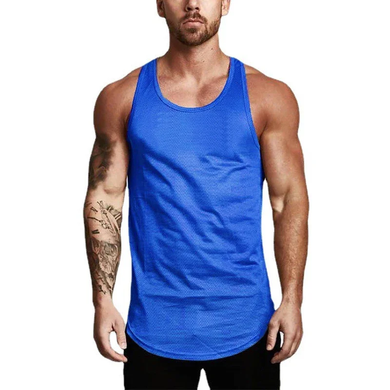 Summer Quick Dry Mesh Gym Clothing Bodybuilding Tank Top Men Fitness Singlets Sleeveless T Shirt Male Muscle Vest