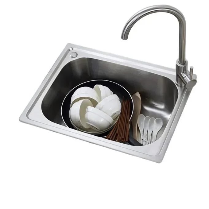Kitchen large single basin vegetable basin dishwasher SUS304 thickened small single basin brushed stainless steel sink