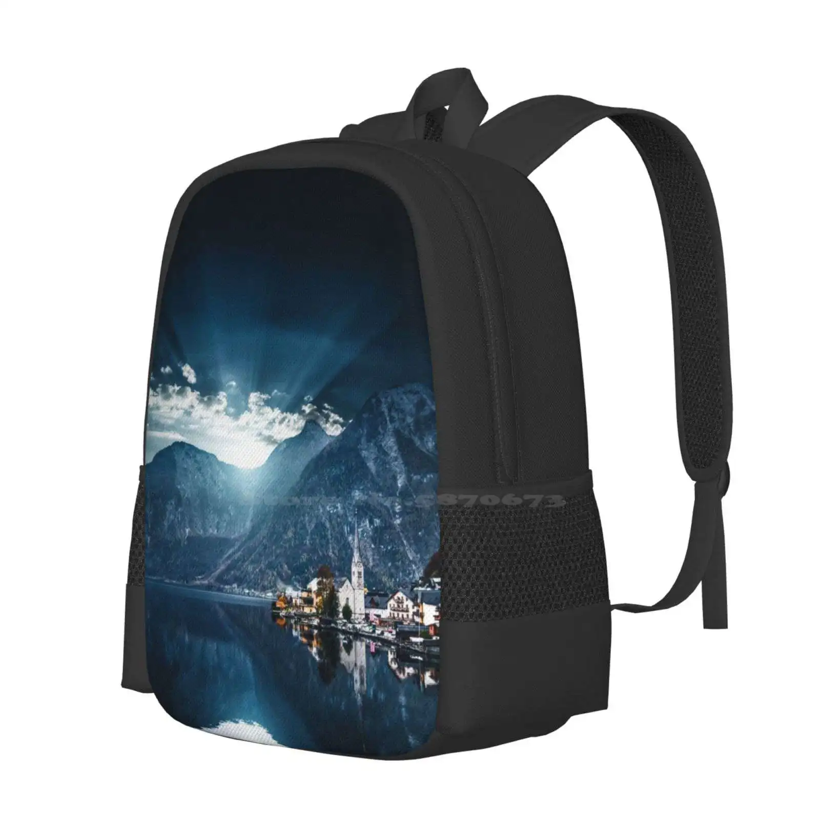 Hallstatt In Austrian Alps Backpacks For School Teenagers Girls Travel Bags Architecture Bridge Built Structure Building