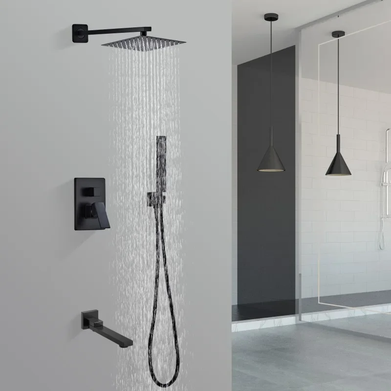 BECOLA Shower Set Head Single Handle Shower Faucet Wall Mounted Bath Shower Mixer Water Set Waterfall Concealed