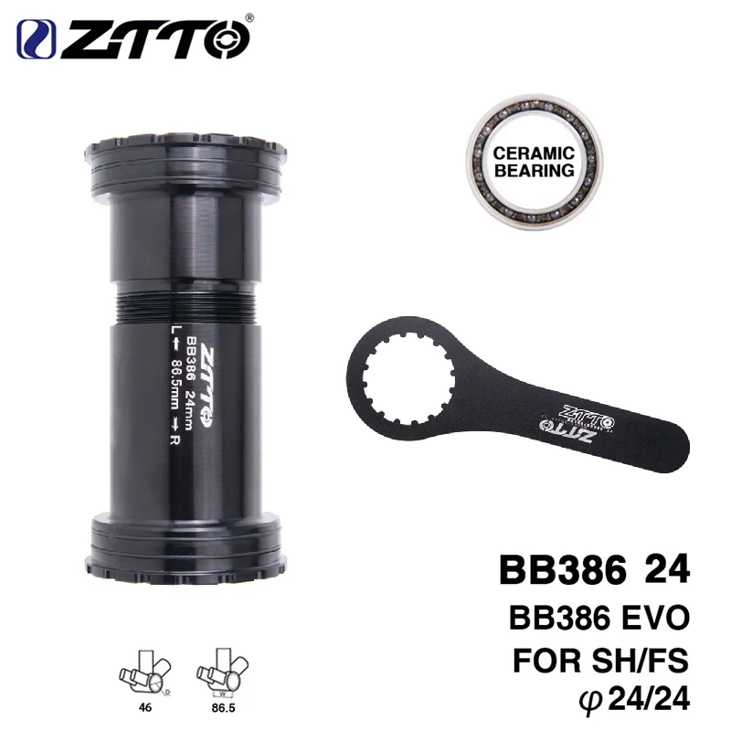 

ZTTO BB386EVO 24mm Ceramic Bearing Bottom Bracket 86.5mm Press Fit BB Adapter for 24mm 22mm Spindle Crankset Road MTB Bike