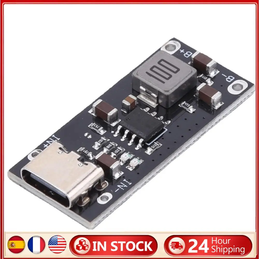 

Power Supply Module Board 3A 5V To 4.2V 4.35V Type C Polymer Ternary Lithium Battery Charger Module with Indicator for Computer