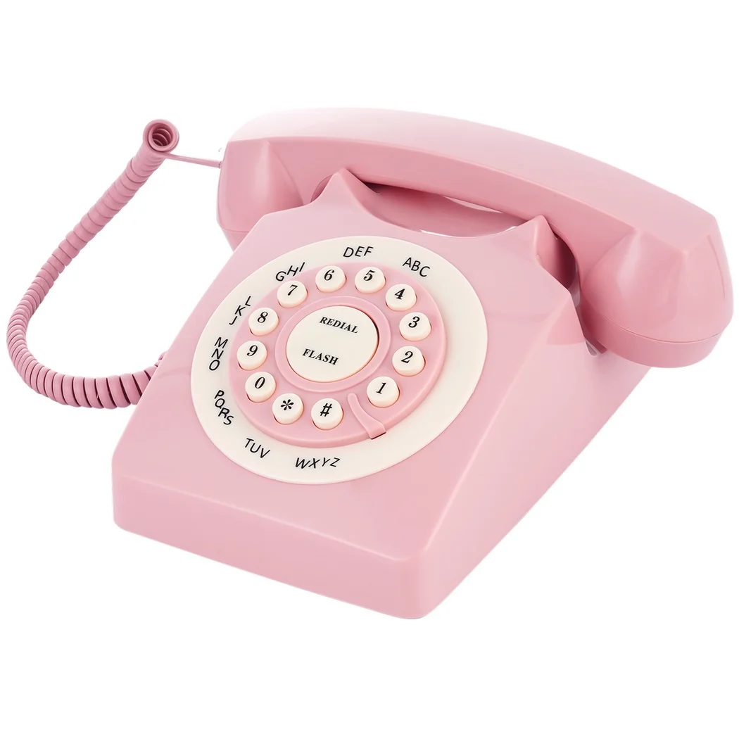 Corded Landline Telephone Crystal Clear Sound Vintage Landline Phone Simple Push-Button Operation Old Fashioned Desk Telephone