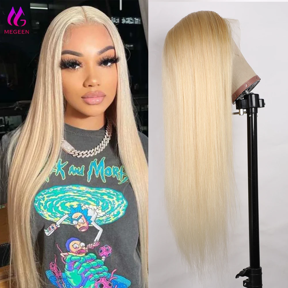 Megeen Blonde possono essere tinte parrucche 13x4 HD parrucche frontali in pizzo 100% capelli umani 613 parrucche anteriori in pizzo trasparente capelli vergini Pre pizzicati