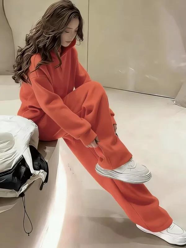 

Fashionable Early Spring Sporty Zipper Long Sleeve Stand Collar Top High Waist Straight Leg Casual Pants Two Piece Set Women
