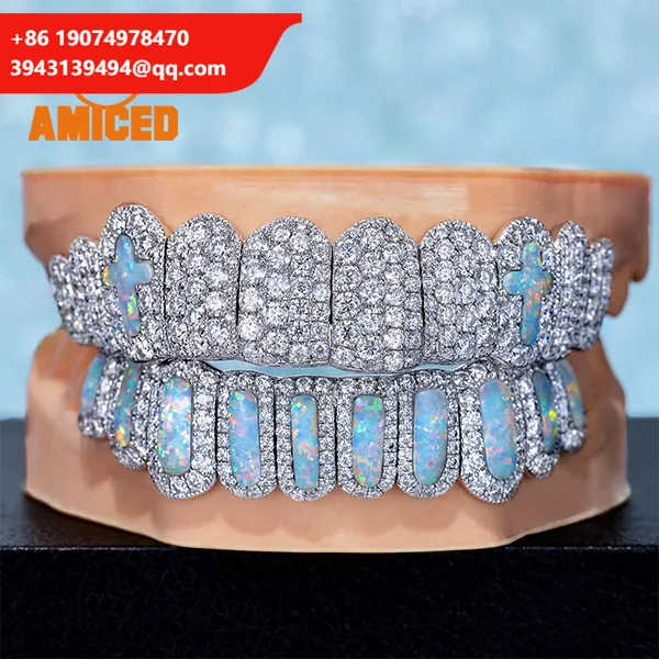 

Customizable Fine Grillz New Design Fully Iced Opal Moissanite 10-18K Gold S925 Silver For Men And Women Hip-Hop Iced Moissanite