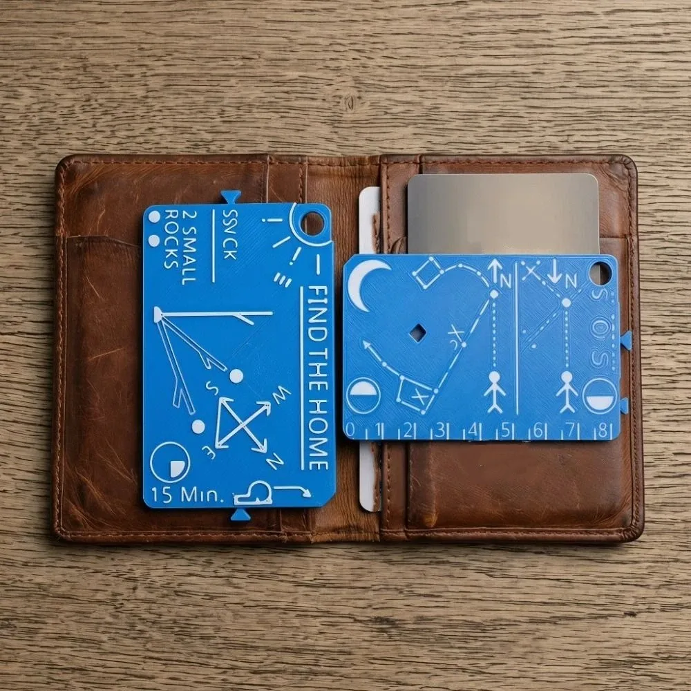 Portable Pocket Survival Guide Card Mini Waterproof Survival Navigation Card Navigation Wallet Size Survival Reference Card