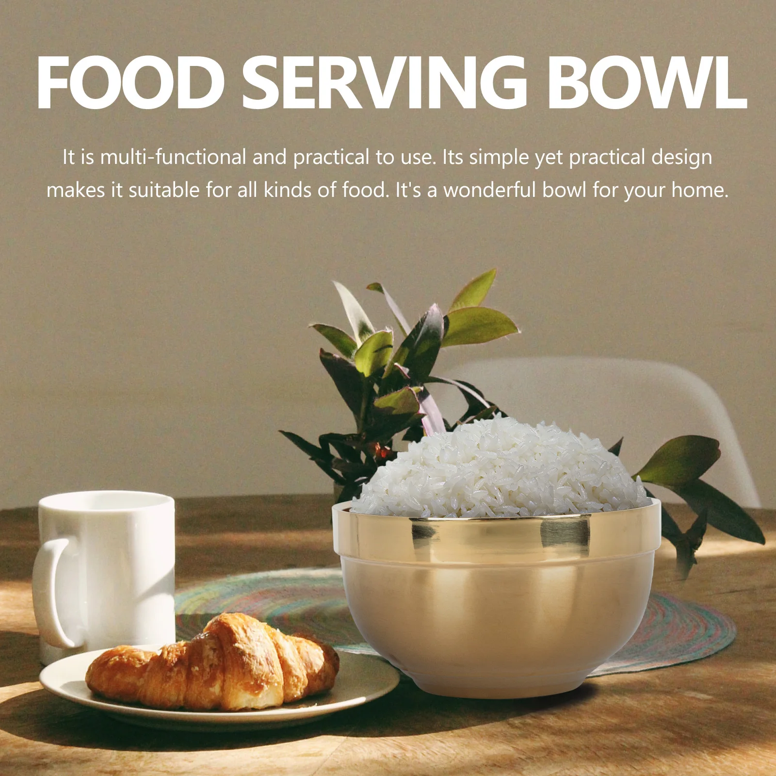 

Stainless Steel Double Wall Soup Container Home Bowl Rice Bowl Premium Material Easy Clean Kitchen Barware