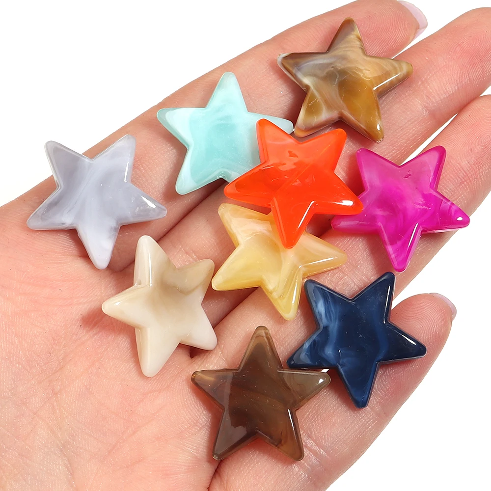 50pcs/lot 21mm Dual Color Acrylic Star Beads Pentagram Loose Spacer Beads For Jewelry Making DIY Bracelet Necklace Accessories