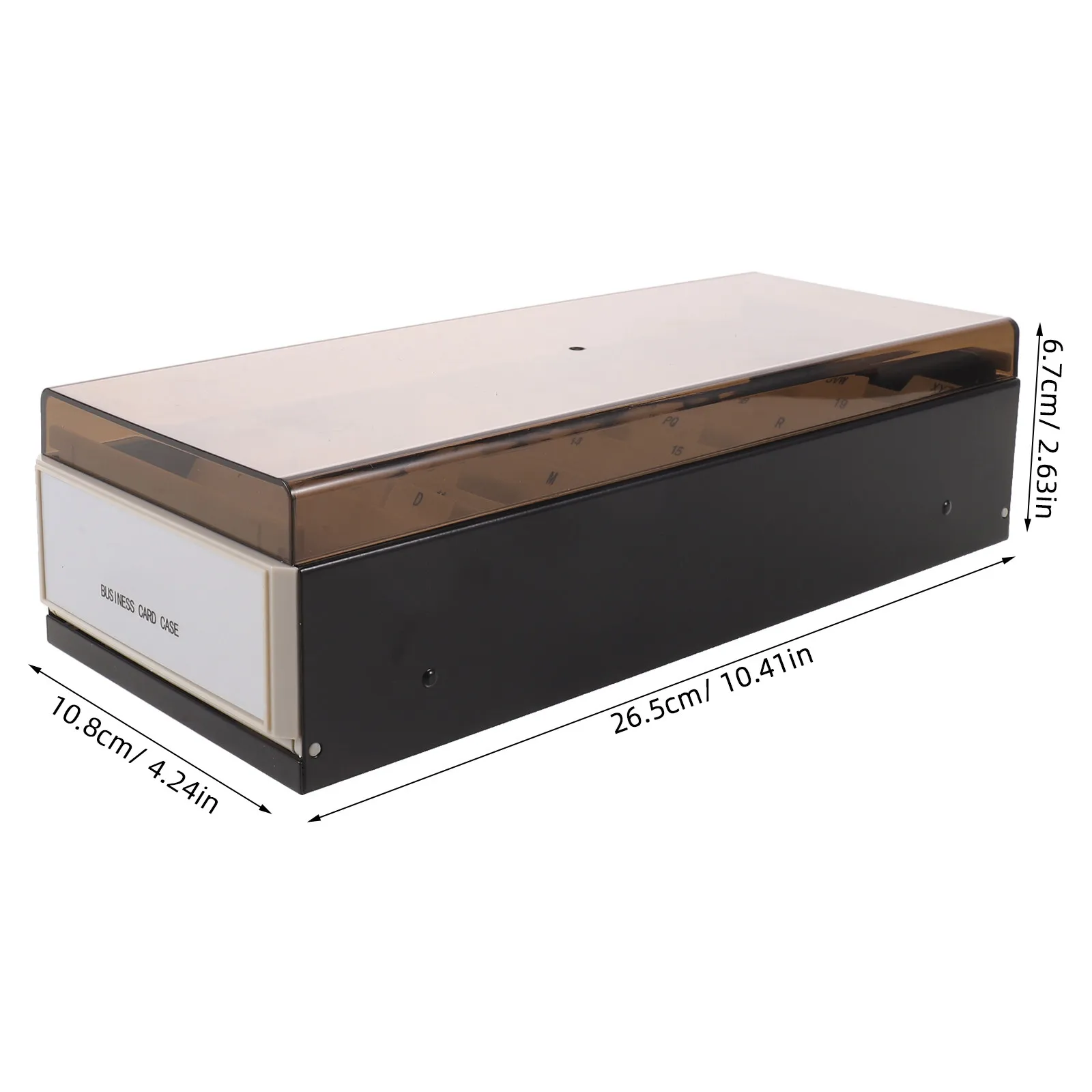 Business Card Storage Box Large Capacity Black Desktop Organizer Holder Lid A- Tabs Office Card Holder Organizer
