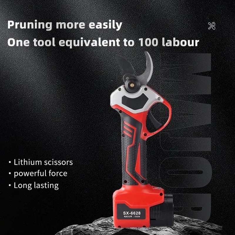 500W 28mm Cordless Battery Progressive Pruner Shear Electric Pruning Scissors For Garden
