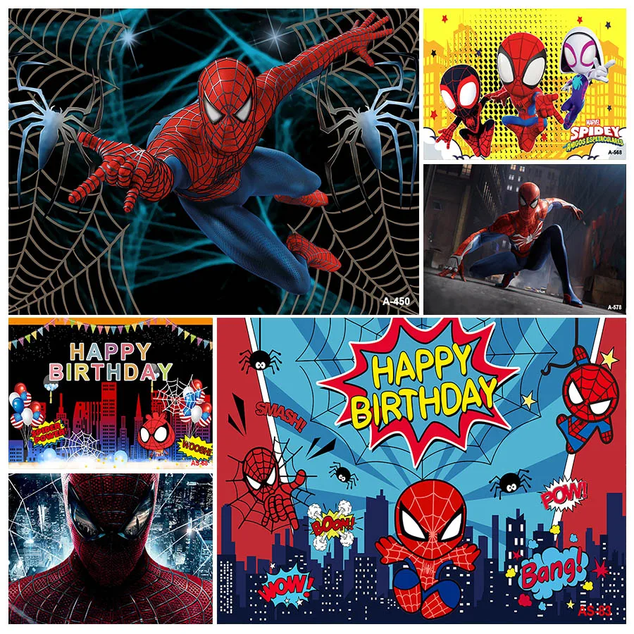

Spider Man Party Backdrops Banner Superhero Theme Children Birthday Photography Poster Studio Wall Decoration Background