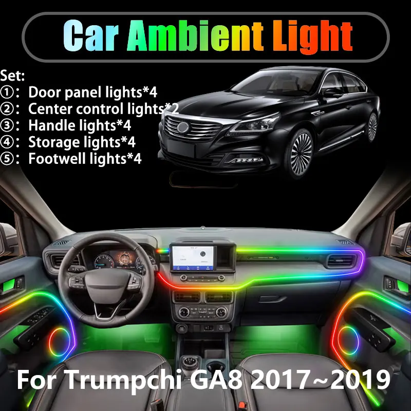 

Для Trumpchi GA8 MK1 2017 ~ 2019 2018 2/18 в 1 Автомобильное окружающее освещение Светодиодные внутренние светодиодные фонари багажника USB RGB Ensemble Streamer Auto