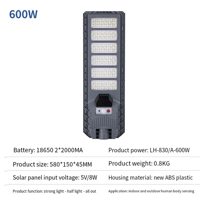 600W LED lumières solaires extérieures mur extérieur lampe solaire externe étanche lumière du soleil puissance rue jardin lumière
