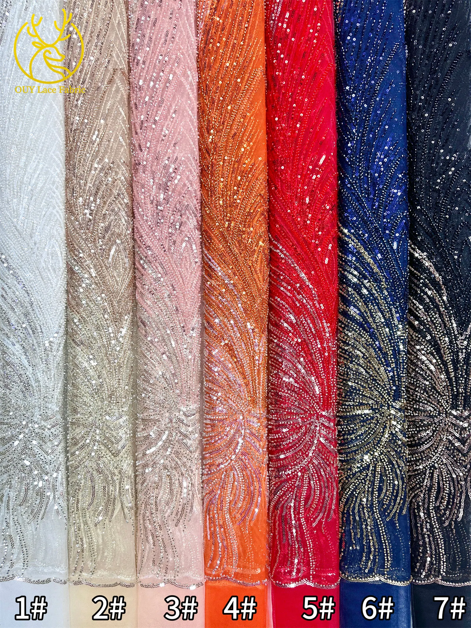 2026 Premium Spitze 5 Yards Französische Nigerianische Spitzenstoffe Afrikanische Pailletten-Perlen-Spitze für Damen Party Hochzeit Bankett – Detail 22