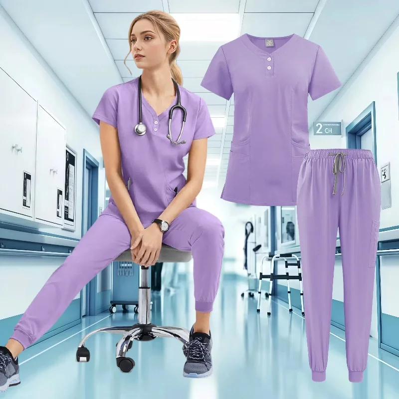 

Медицинская униформа унисекс для мужчин и женщин, одежда для кормления, костюм красоты, комплекты скрабов для медсестры, спецодежда для врача, стоматолога, клинические топы, брюки