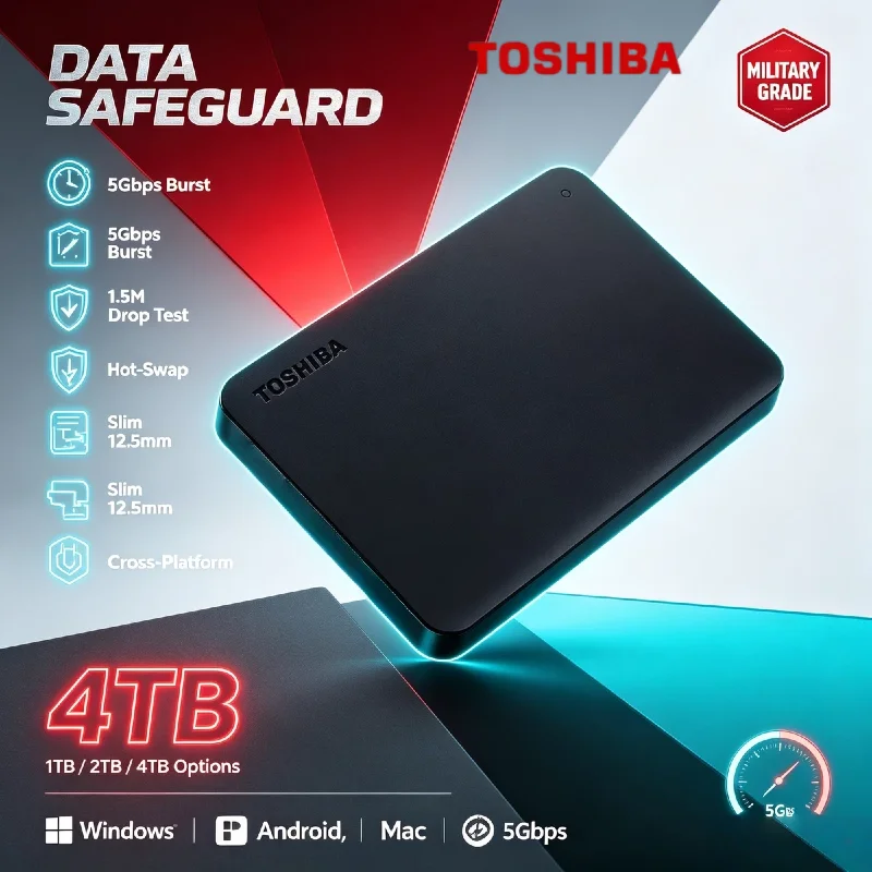 Toshiba Canvio Basics A3 500GB 1TB 2TB USB 3.0 External Hard Drive Portable Matte Black High Performance Backup Pro Max Ultra