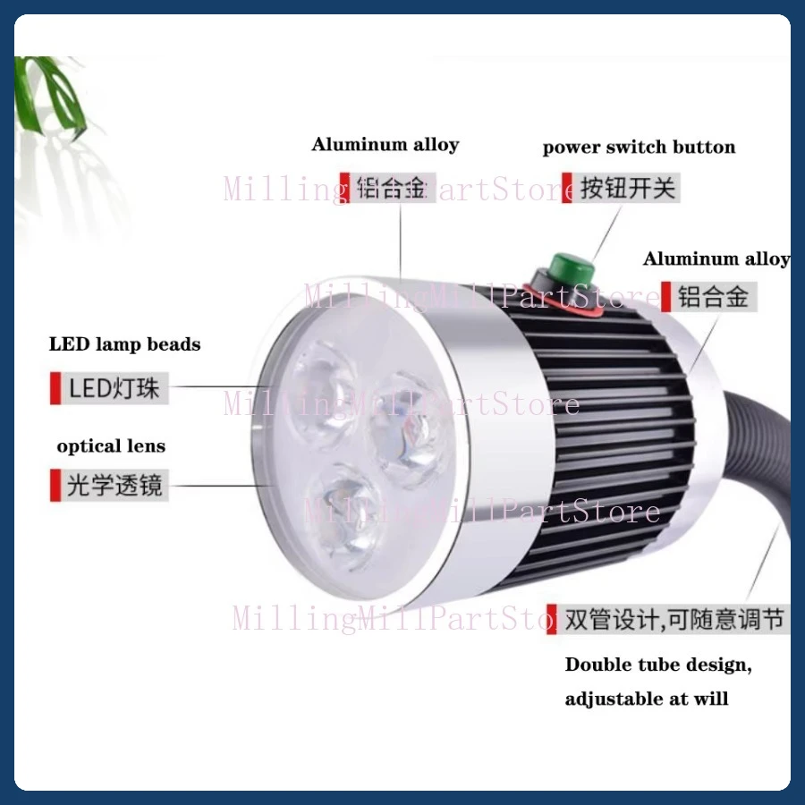 LED Work Lighting Lamp Punching Milling Grinding Machine Table Lamp Soft Pole Strong Magnetic Iron Base CNC Machine Tool Lamp