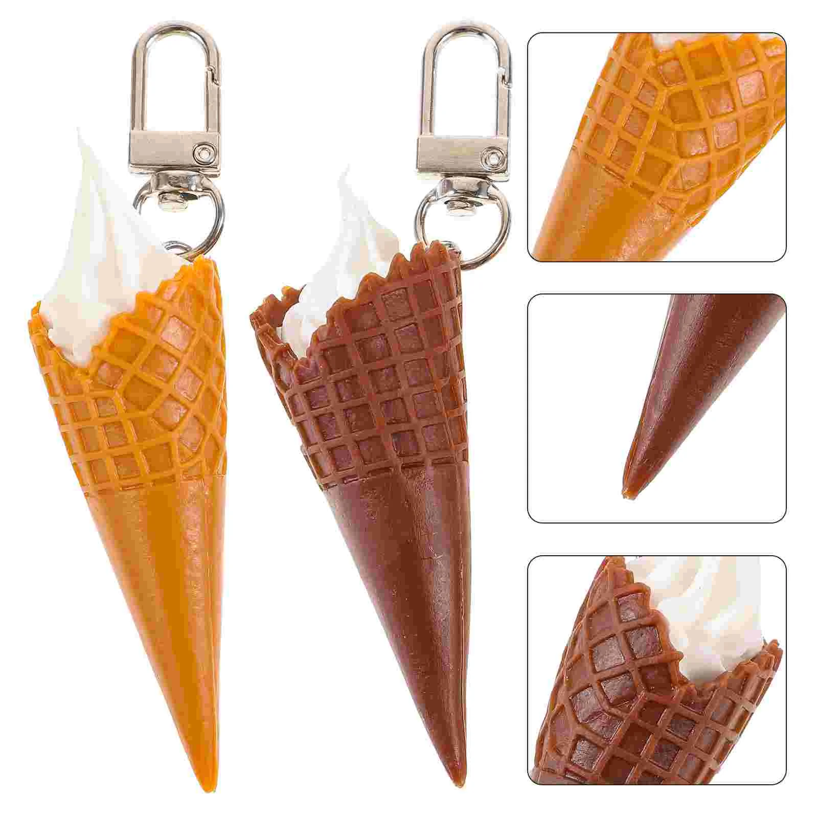 

2Pcs Creamy Ice Cream Keychain Keyring PVC Cute Lid Pendant Gifts Packaging Boxes Bags Accessories Novelty Holiday Gift Idea