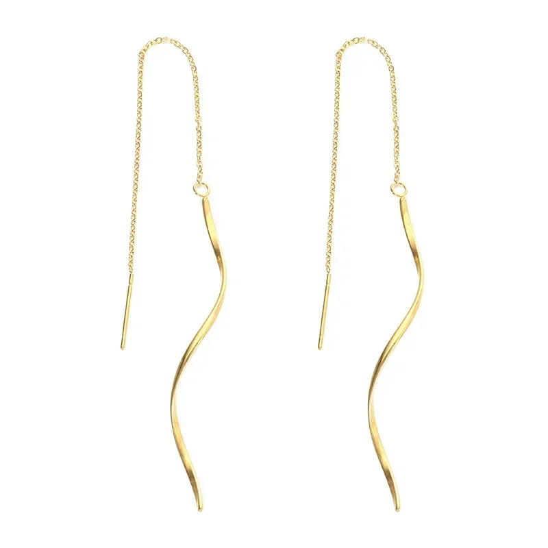 Women Teen Girls Curve Threader Tassel Dangle Earrings | Fashion Minimalist Jewelry for Daily & Party Wear