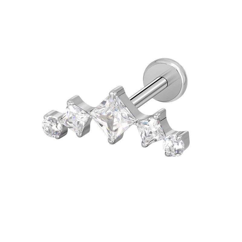 Titanium Ear Studs Earrings with CZ Paved Top