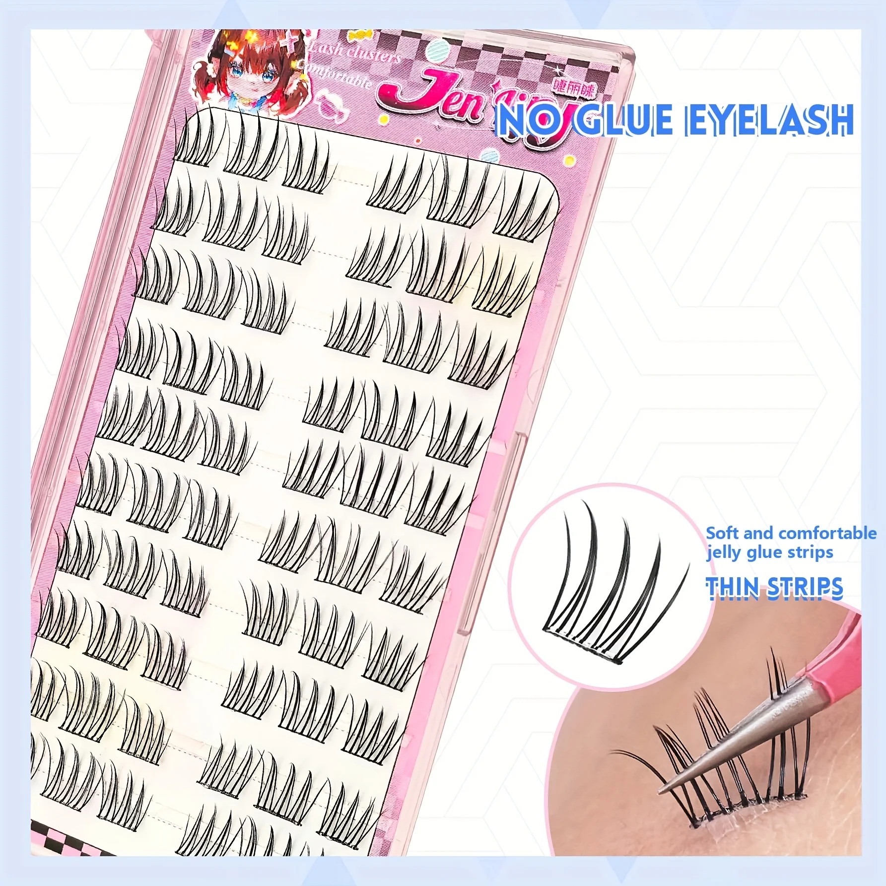 Selbstklebende Hunde-Augen-Cluster-Wimpern, 6/10 Reihen, gekräuselt, 12 mm, natürlicher, länglicher Look, passend, kein Kleber erforderlich, schnelle Anwendung – Detail 4