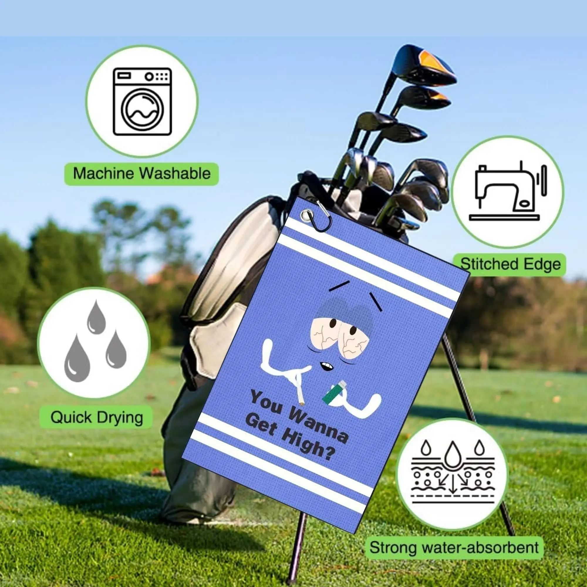 Funny Microfiber Premium Golf Towel, Printed Golf Towels for Golf Bags for Men&Women, Great Golf Accessories for Men Golfers