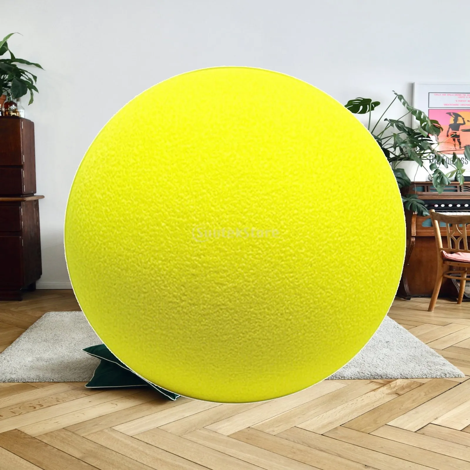 Yellow Sponge T Ball Trainer for Indoor Badminton Practice Lightweight Foam Ball for Wall Reflection Hitting Exercise