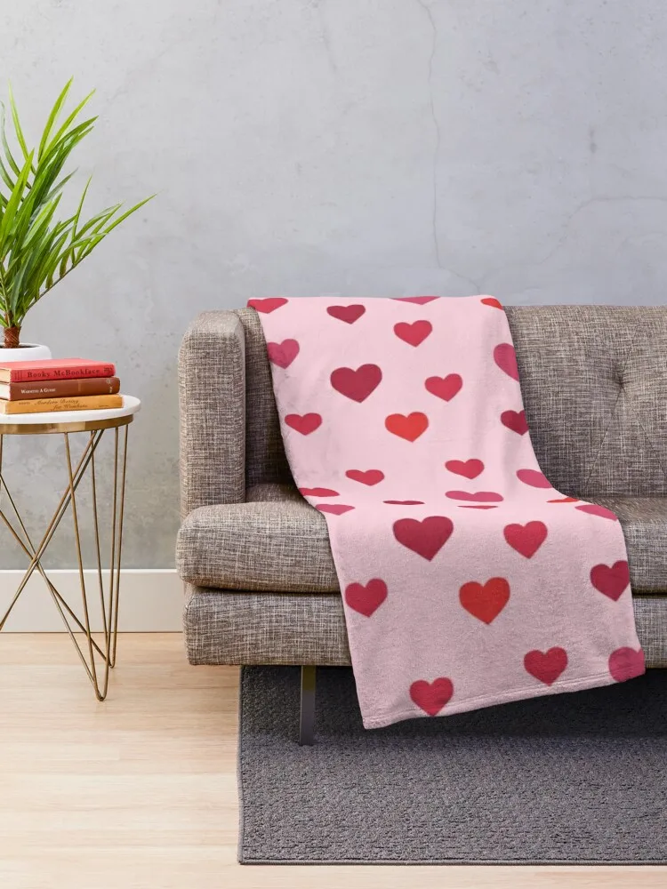 Pink heart pattern Valentines day hearts Throw Blanket Luxury Luxury Designer sofa bed wednesday Blankets